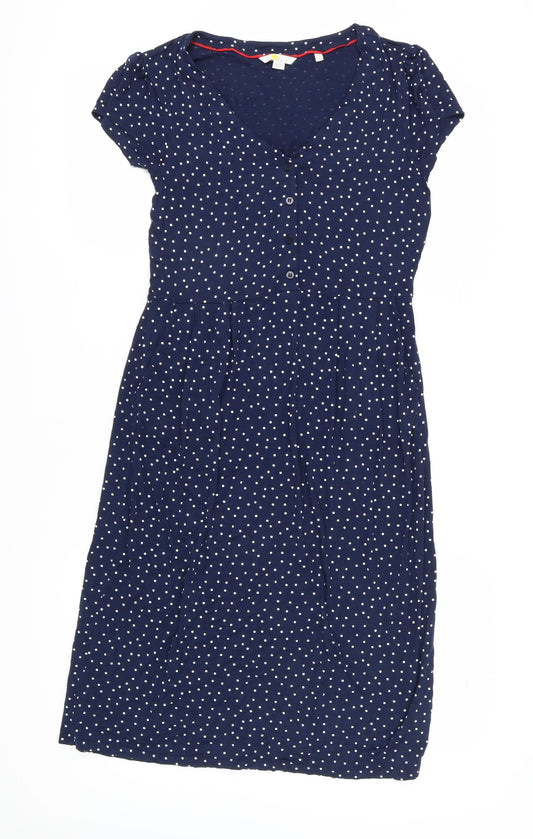 Boden Women's Blue Polka Dot V-Neck Dress, Size M