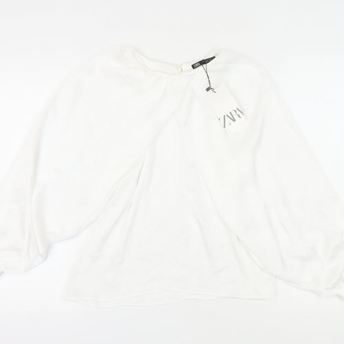 Zara Women’s White Blouse, S, Balloon Sleeve