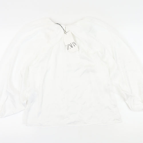 Zara Women’s White Blouse, S, Balloon Sleeve
