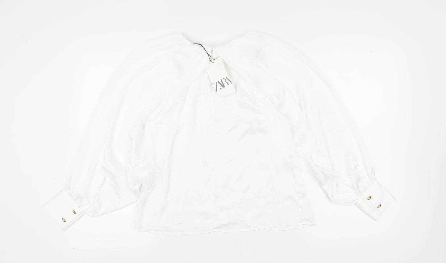 Zara Women’s White Blouse, S, Balloon Sleeve