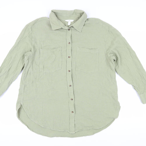 H&M Women's Green XL Button-Up Long Sleeve Shirt