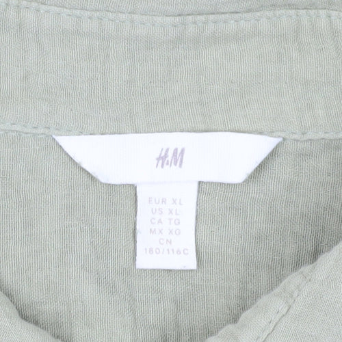 H&M Women's Green XL Button-Up Long Sleeve Shirt