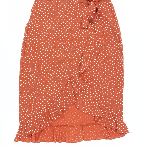 Quiz Women's Orange Polka Dot Wrap Midi Skirt