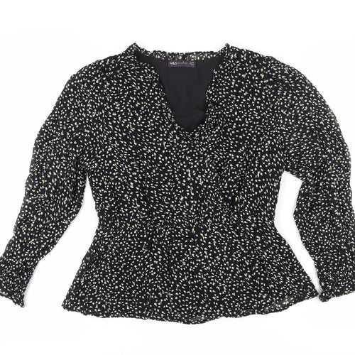 Marks and Spencer Women's Black Floral Blouse Size 12