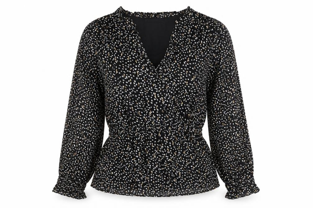 Front view of Marks & Spencer Women's Black Floral Blouse, size 12