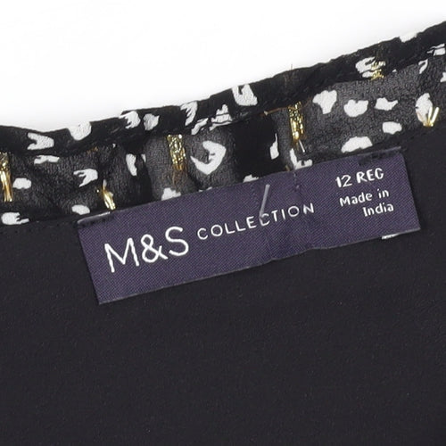 Marks and Spencer Women's Black Floral Blouse Size 12