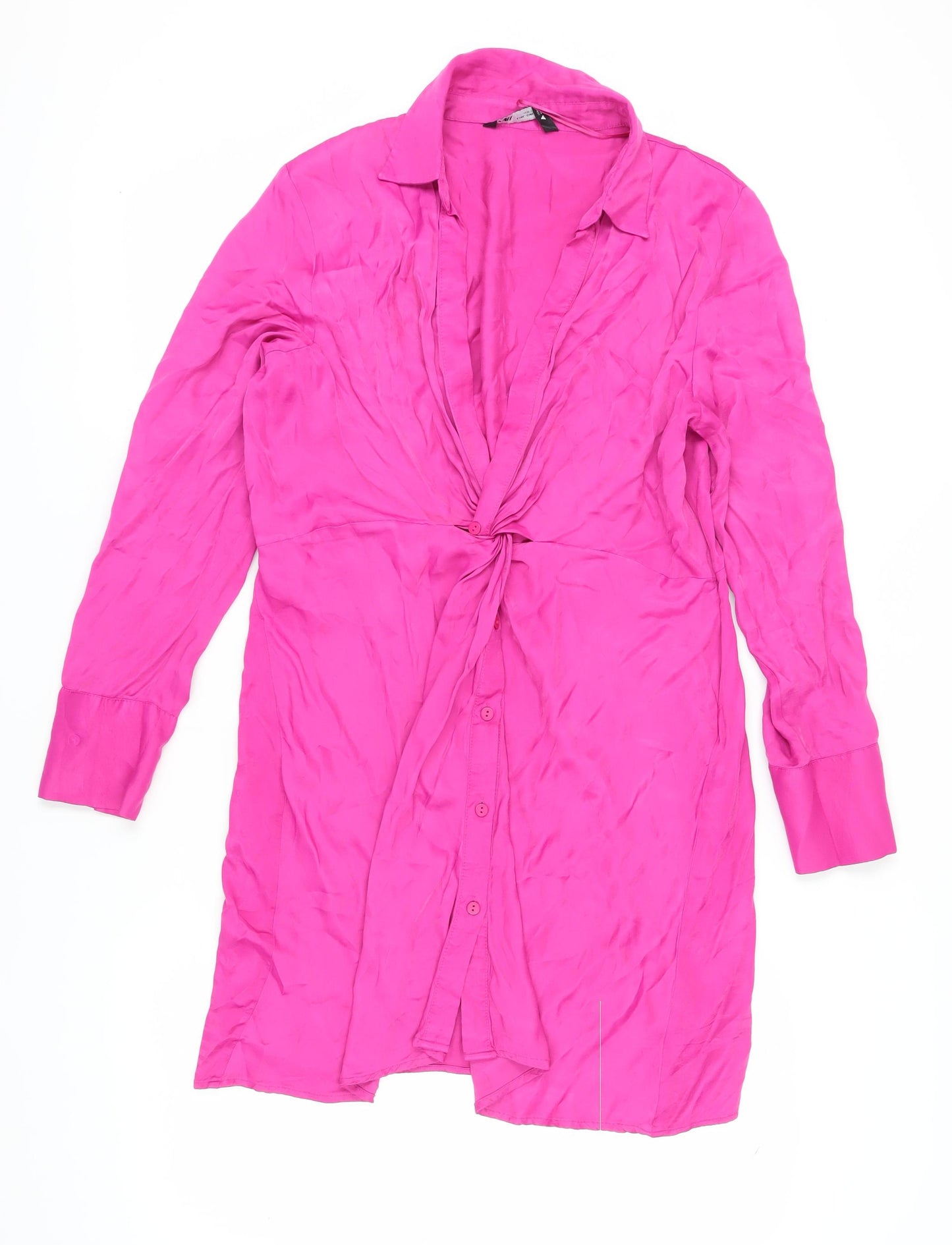 Zara Women's Pink Collared Shirt Dress M
