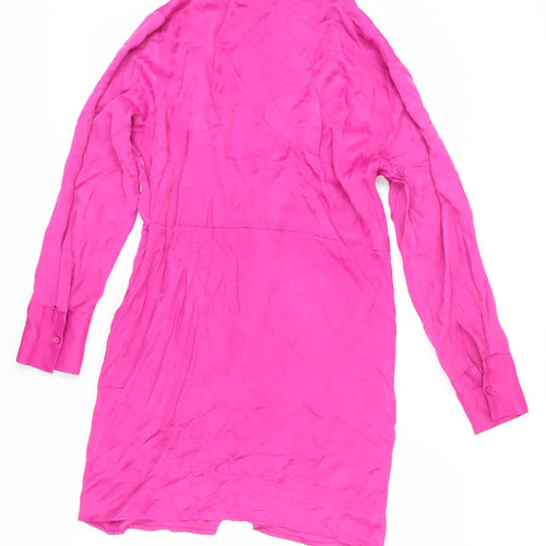 Zara Women's Pink Collared Shirt Dress M