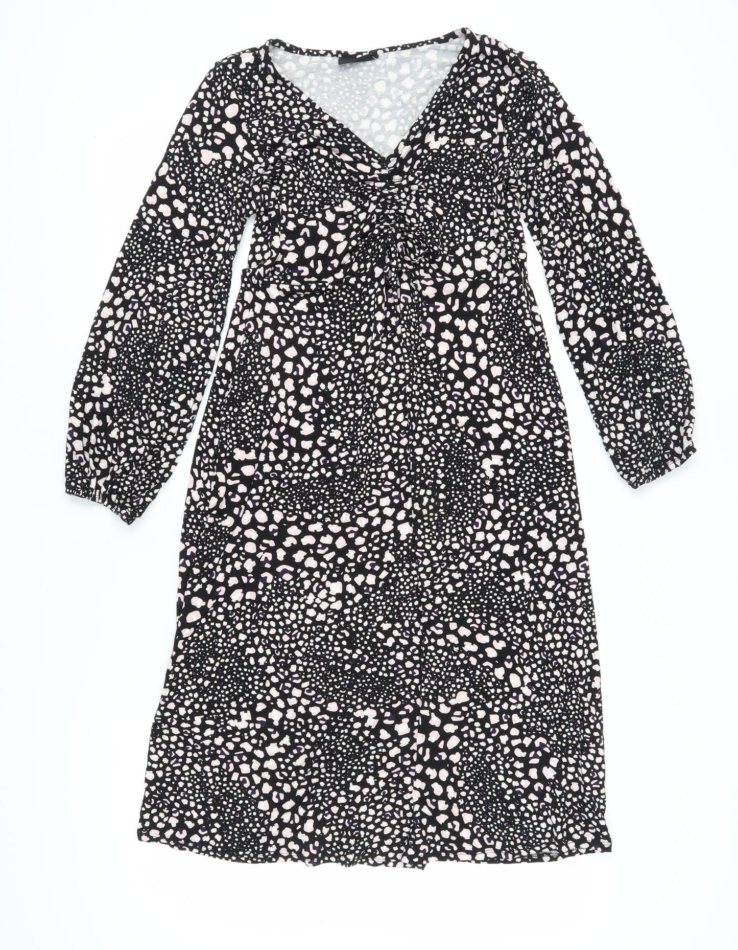 Wallis Women Black Animal Print Long Sleeve Dress