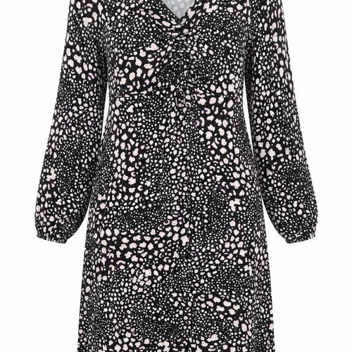 Wallis Women Black Animal Print Long Sleeve Dress