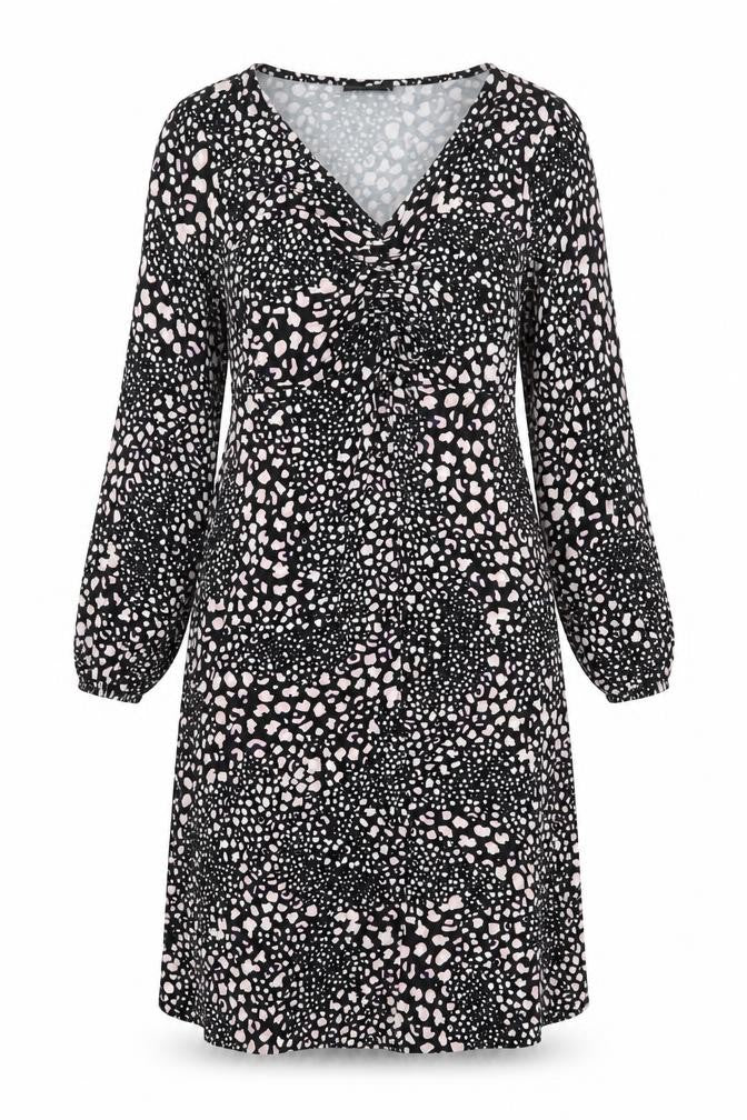 Wallis Women Black Animal Print Long Sleeve Dress