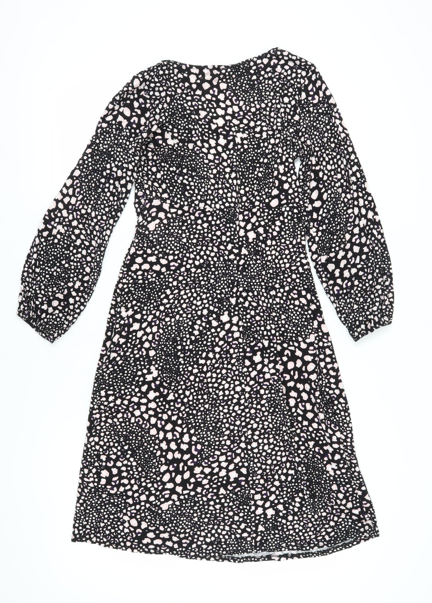 Wallis Women Black Animal Print Long Sleeve Dress