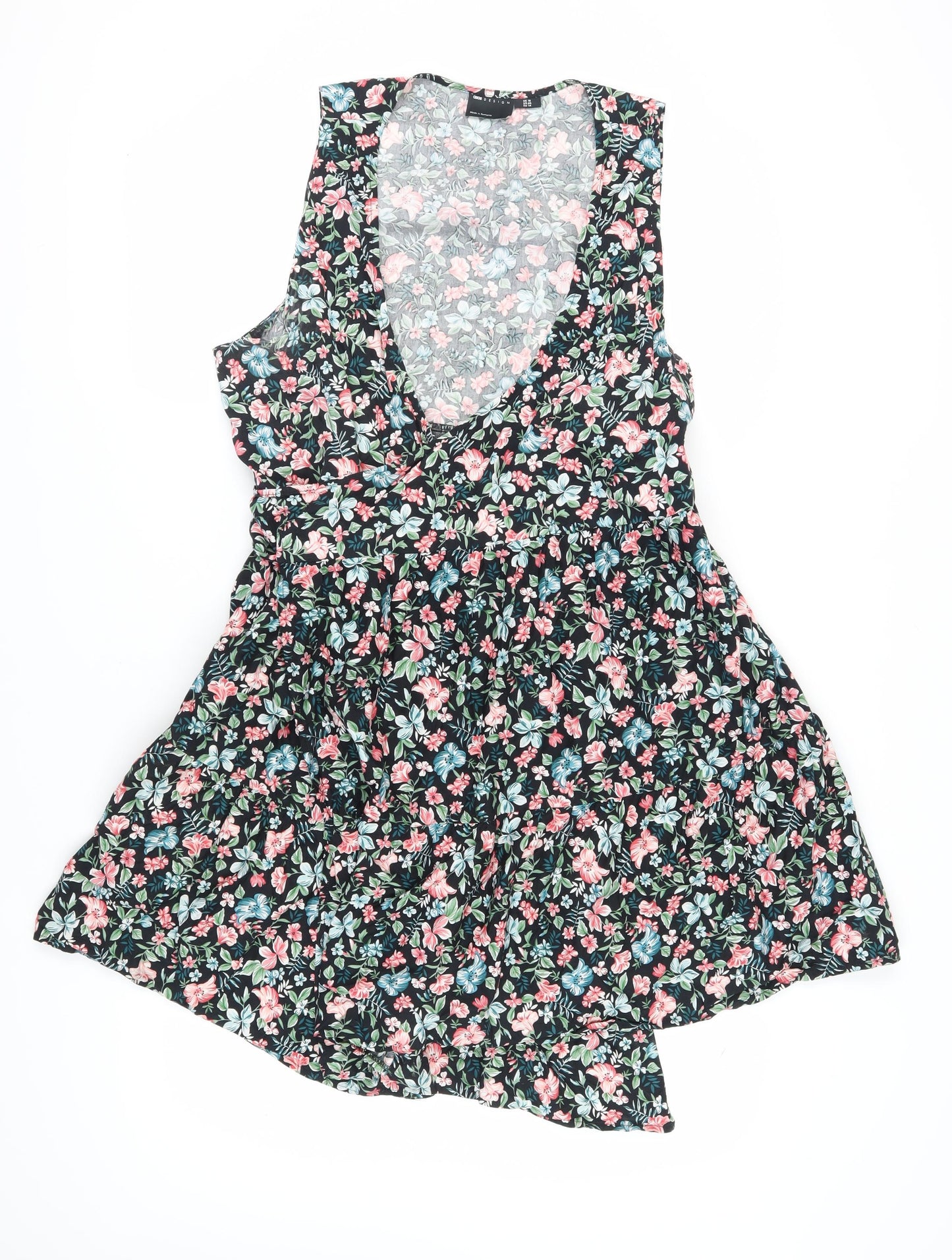 ASOS Women’s A-Line Floral Dress Size 18 Multicoloured V-Neck
