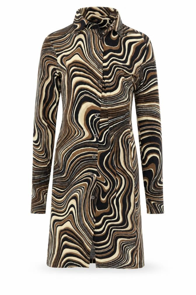 Front view of Motel Rocks Women's Geometric Shirt Dress, S