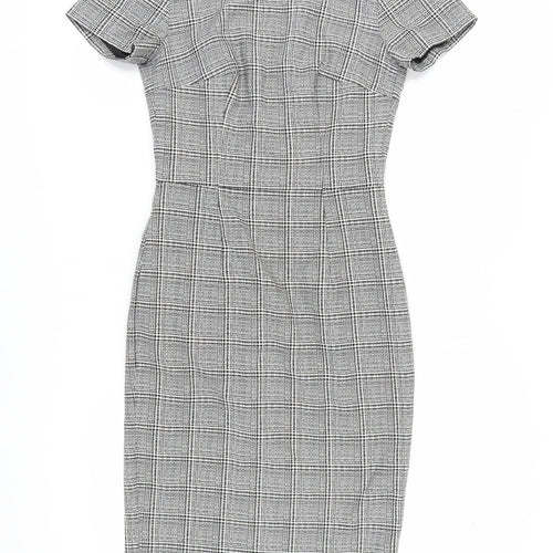 French Connection Women's Grey Sheath Check Dress Size 6