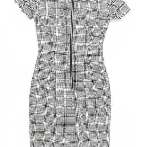 French Connection Women's Grey Sheath Check Dress Size 6