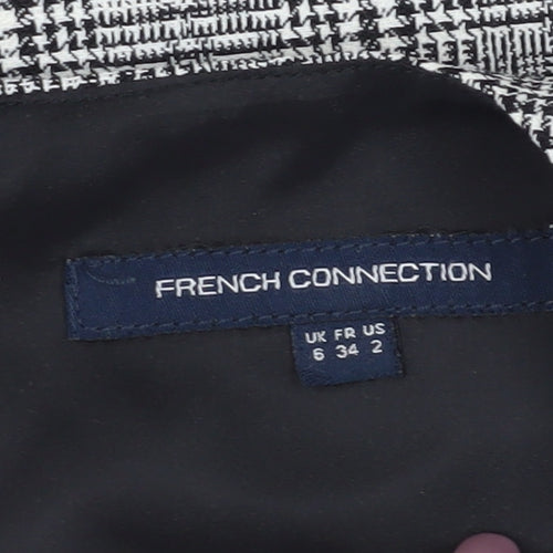 French Connection Women's Grey Sheath Check Dress Size 6