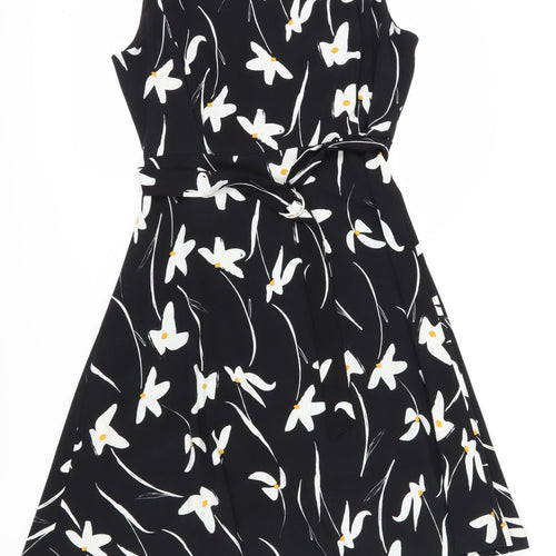 Debenhams Women's Black A-Line Floral Dress Size 16