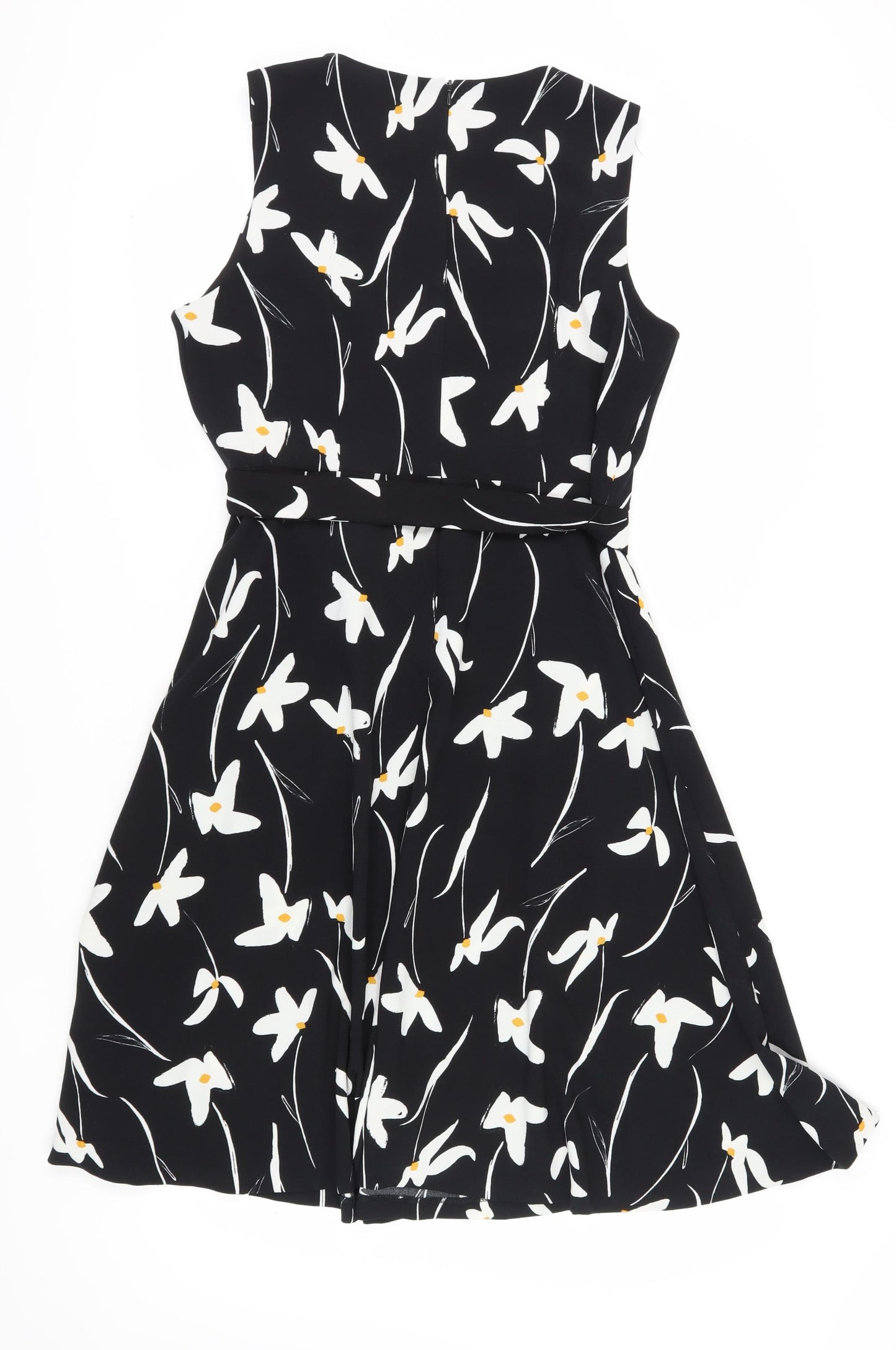 Debenhams Women's Black A-Line Floral Dress Size 16