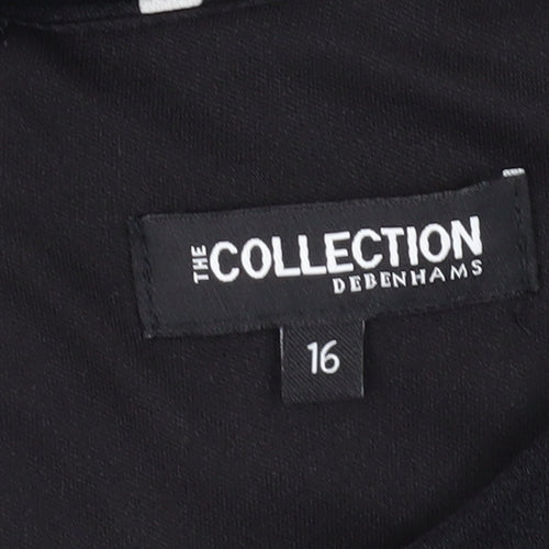 Debenhams Women's Black A-Line Floral Dress Size 16