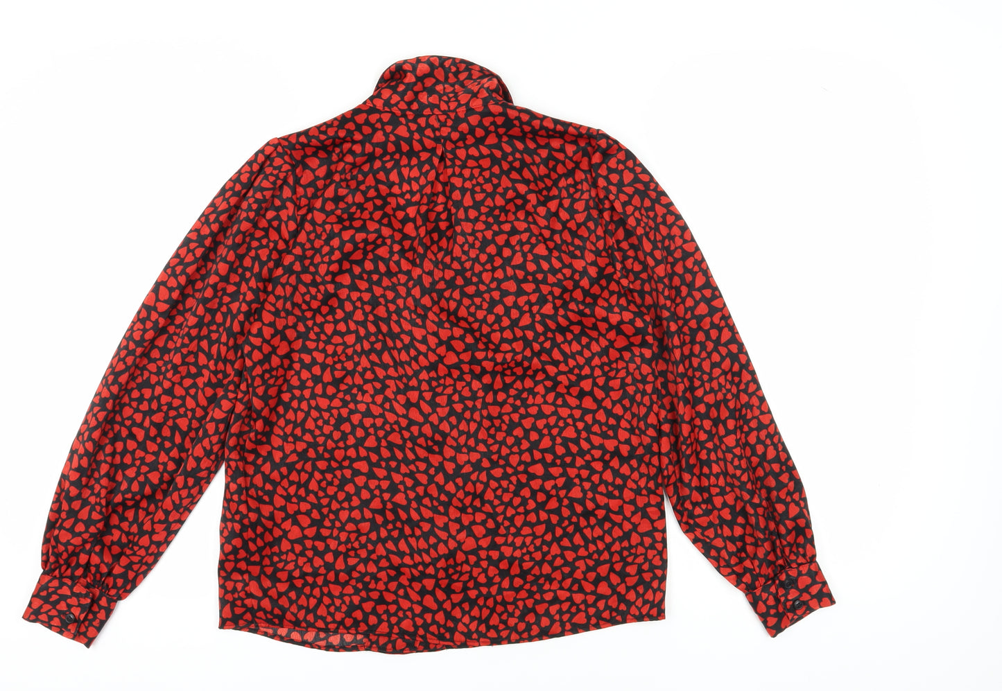 Topshop Women's Red Button-Up Blouse, Size 6, Bold Animal Print
