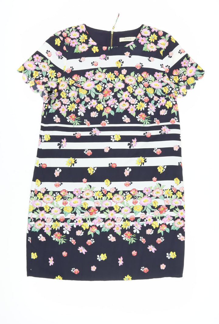 Oasis Women's Floral Shift Dress Multicoloured Size 14