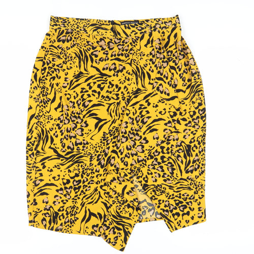 Dorothy Perkins Yellow Animal Print Pencil Skirt Size 14