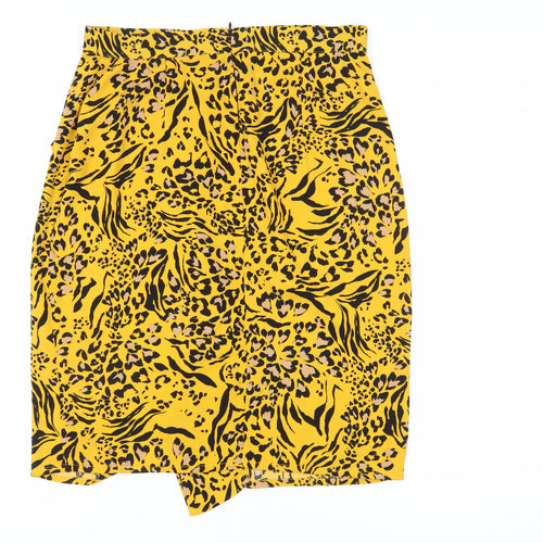 Dorothy Perkins Yellow Animal Print Pencil Skirt Size 14