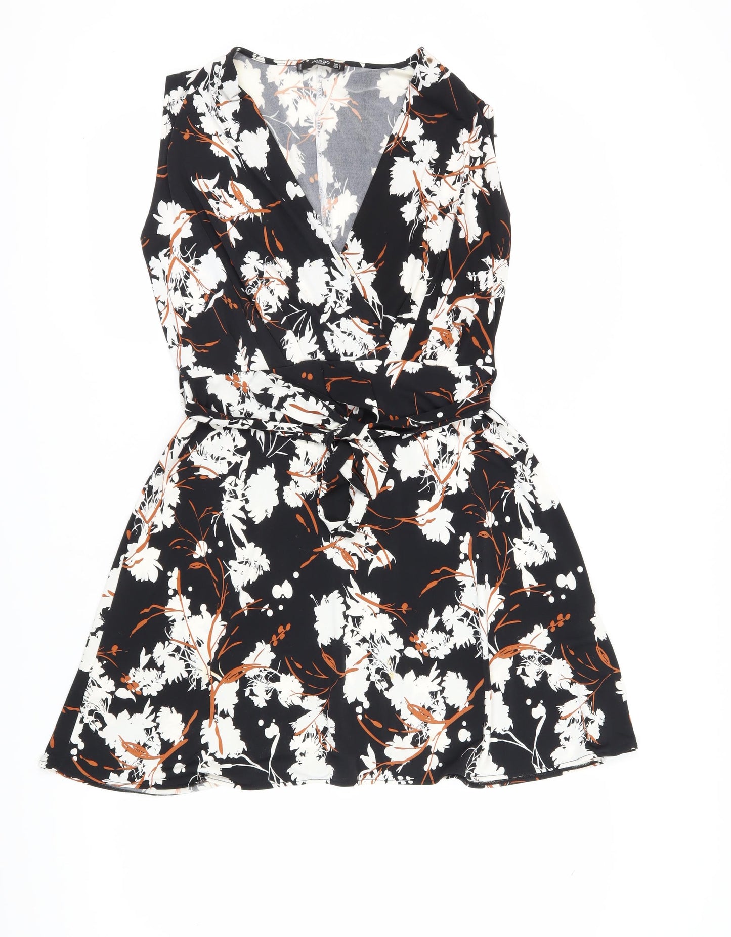 Mango Women's Black Floral Wrap Dress - L