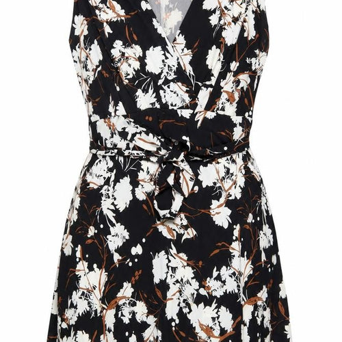 Mango Women's Black Floral Wrap Dress - L