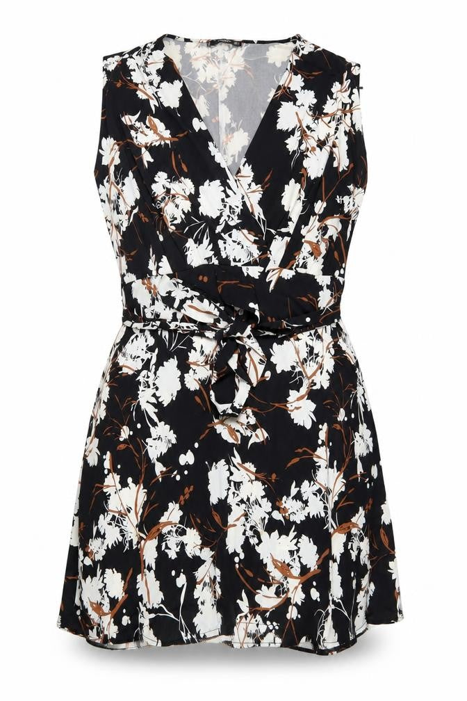 Mango Women's Black Floral Wrap Dress - L