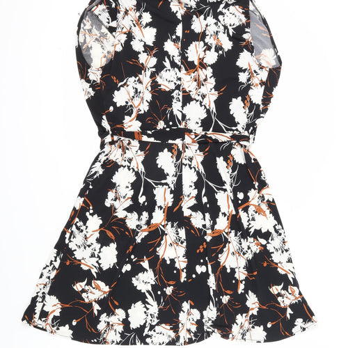 Mango Women's Black Floral Wrap Dress - L