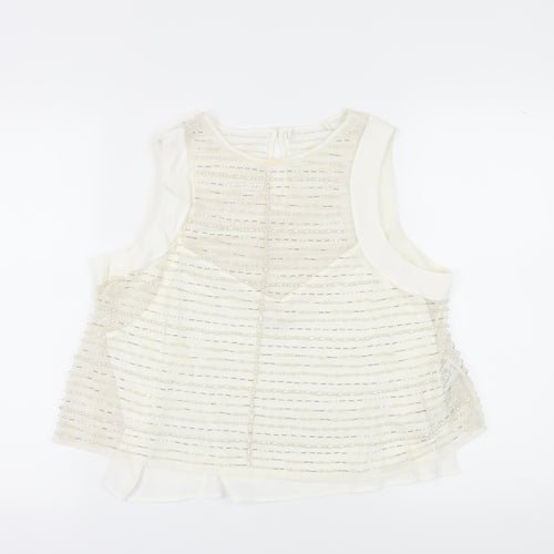 Marks and Spencer White Beaded Camisole Blouse, Size 16