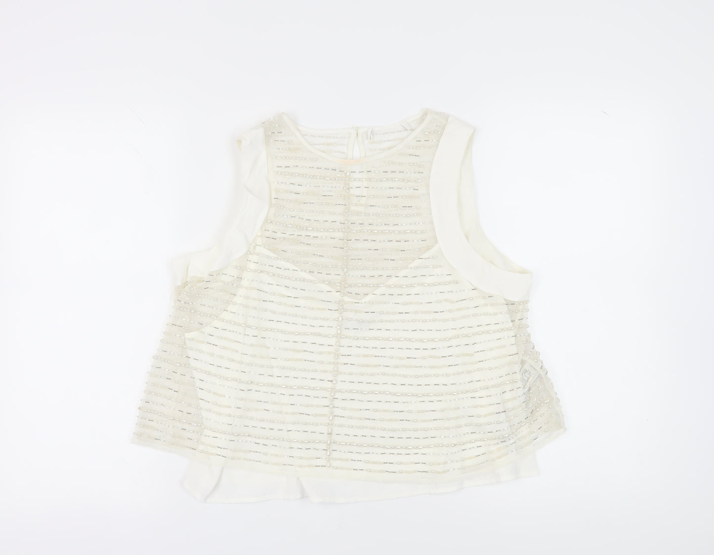 Marks and Spencer White Beaded Camisole Blouse, Size 16