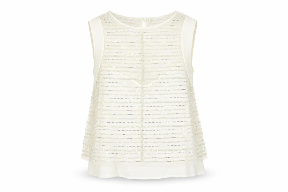 Front view of Marks & Spencer White Beaded Camisole Blouse, size 16