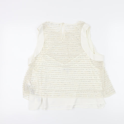 Marks and Spencer White Beaded Camisole Blouse, Size 16