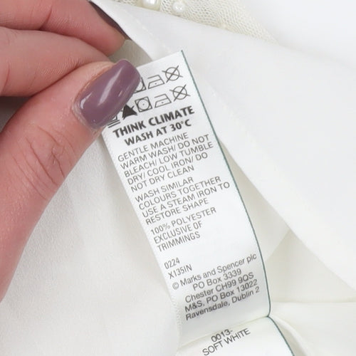 Marks and Spencer White Beaded Camisole Blouse, Size 16