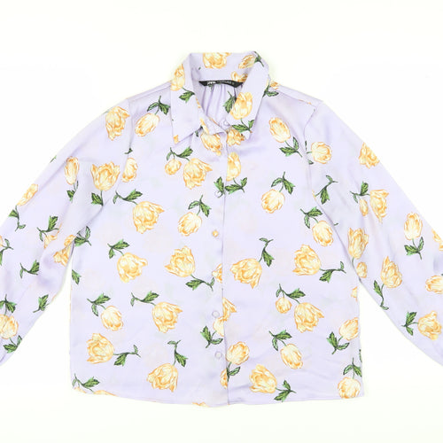 Zara Women's Floral Blouse, M, Multicoloured Satin