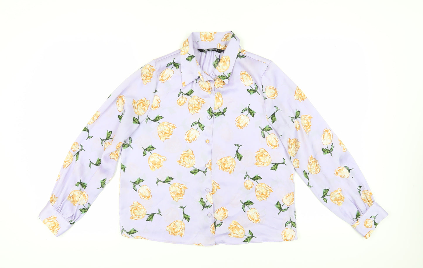 Zara Women's Floral Blouse, M, Multicoloured Satin