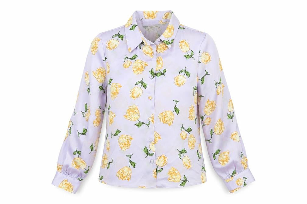 Front view of Zara Women's Floral Blouse, M, Multicoloured Satin