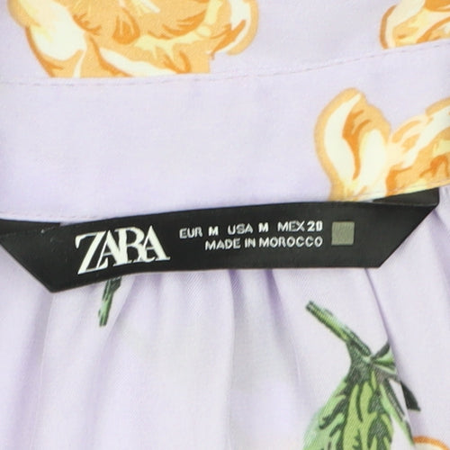 Zara Women's Floral Blouse, M, Multicoloured Satin