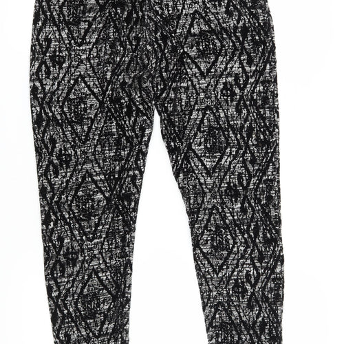 QED London Women Black Cropped Leggings S