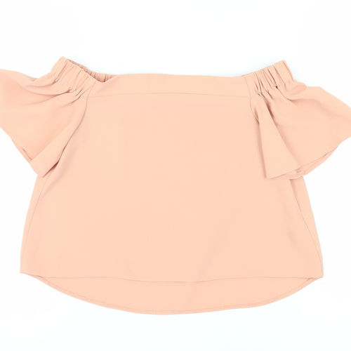Topshop Women's Beige Off Shoulder Blouse Size 8