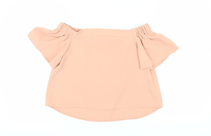 Topshop Women's Beige Off Shoulder Blouse Size 8