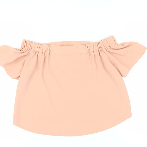 Topshop Women's Beige Off Shoulder Blouse Size 8