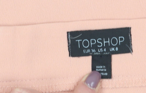 Topshop Women's Beige Off Shoulder Blouse Size 8