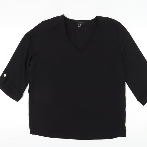 New Look Women's Black V-Neck Blouse Size 12