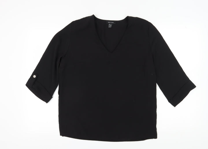 New Look Women's Black V-Neck Blouse Size 12