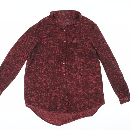 Marks and Spencer Women's Red Geometric Button-Up Shirt