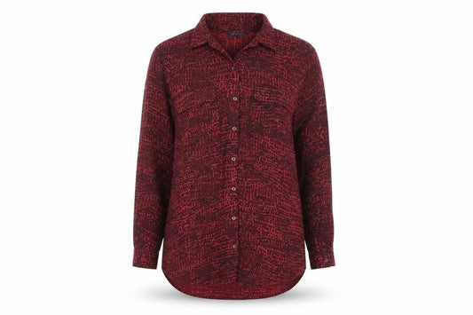 Front view of Marks & Spencer Women's Red Geometric Button-Up Shirt